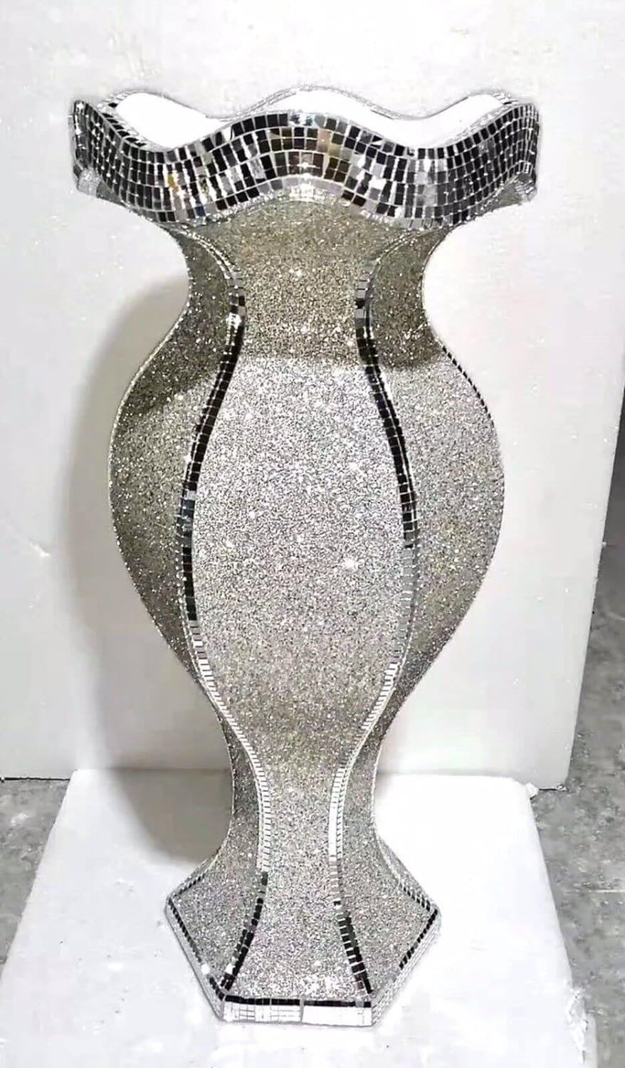Silver Crystal Lotus Candle Holder – 3 Flower Diamond Design, Romany Style